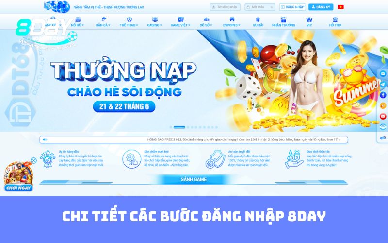 Chi tiết các bước đăng nhập 8DAY